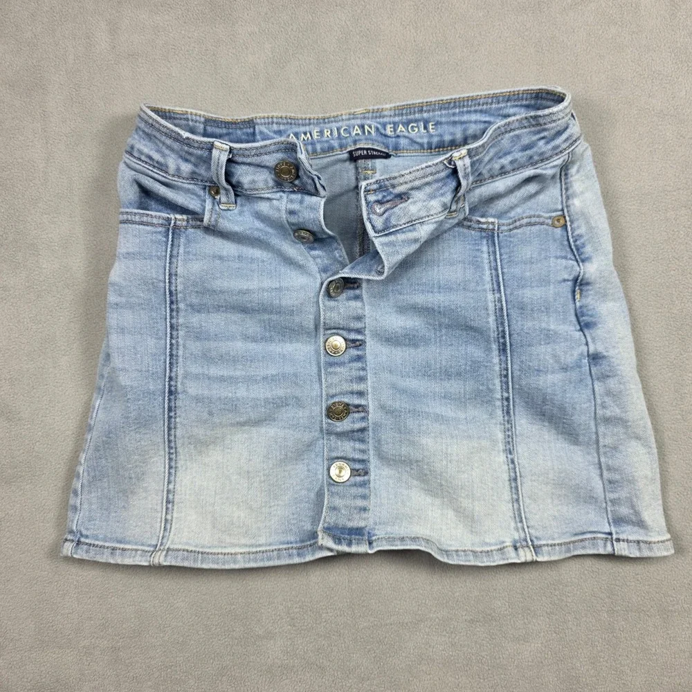 American Eagle Skirt Women Size 2 Light Blue Super Stretch Light Wash - Picture 1 of 6